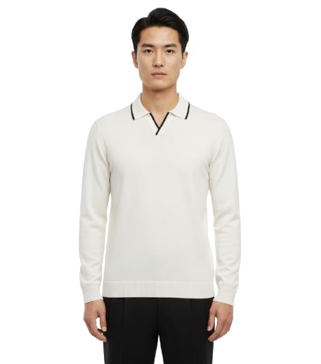 BREXO Men’s Full Sleeve Knitted T-Shirt with Collar Stripe | Premium Old Money Style | Soft Cotton Blend | Casual & Classy Wear