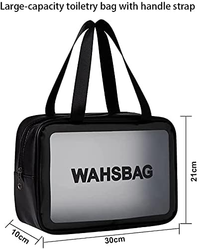 KUKLAR Wash Bag Pouch for Travel Kit Toiletry Bag Cosmetic Bag Make Up Box for Brushes Accessories with Handle Large Capacity Translucent Waterproof Travel Storage Organizer Set of 3 (Sky Blue)