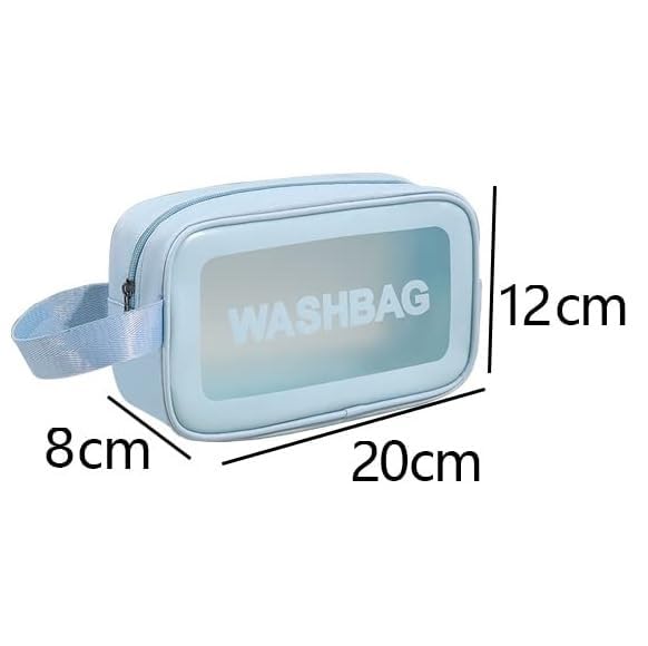 KUKLAR Wash Bag Pouch for Travel Kit Toiletry Bag Cosmetic Bag Make Up Box for Brushes Accessories with Handle Large Capacity Translucent Waterproof Travel Storage Organizer Set of 3 (Sky Blue)
