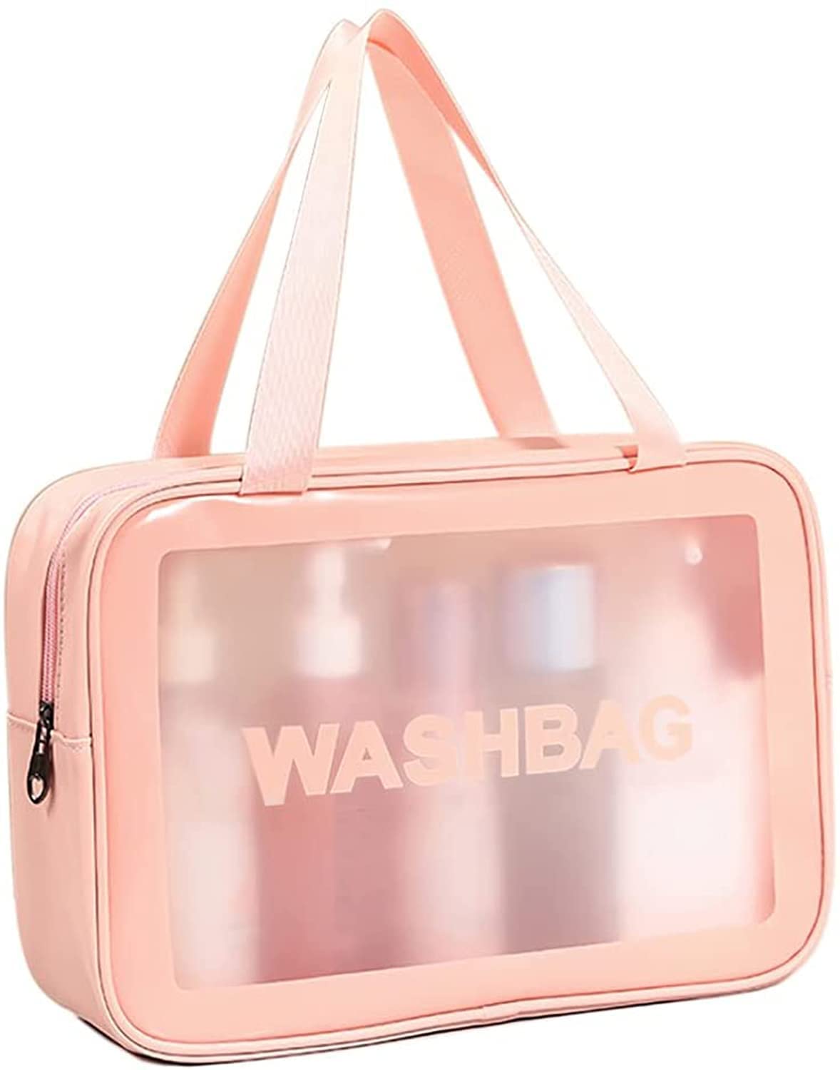 KUKLAR Wash Bag Pouch for Travel Kit Toiletry Bag Cosmetic Bag Make Up Box for Brushes Accessories with Handle Large Capacity Translucent Waterproof Travel Storage Organizer Set of 3 (Sky Blue)