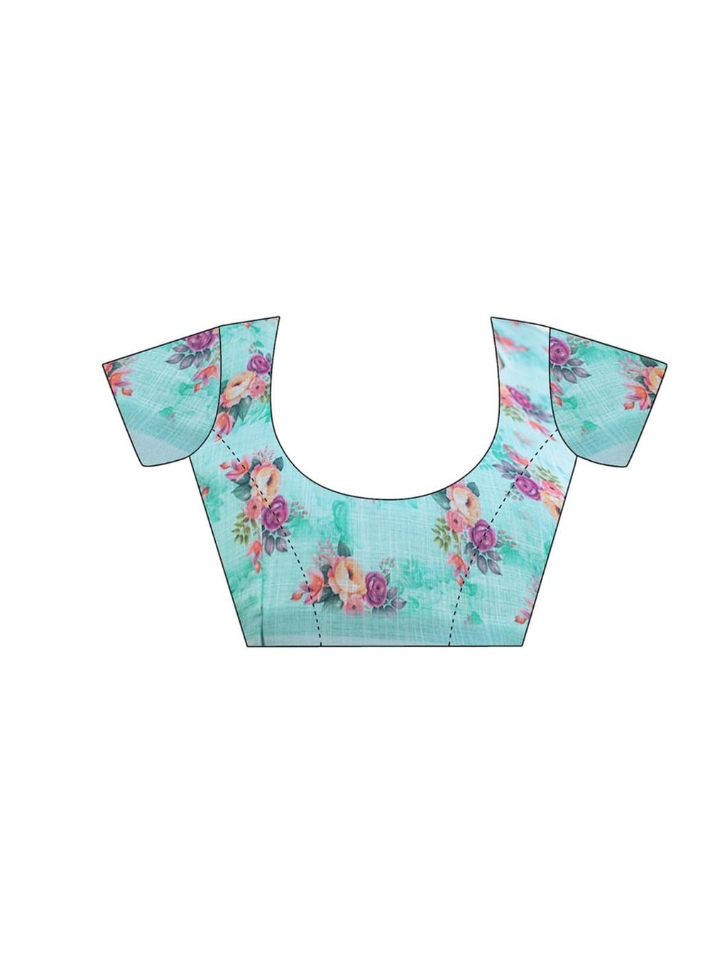 Ki2 FASHION Women Digital Printed Linen Cotton Zari Border Saree with Unstitched Blouse Piece