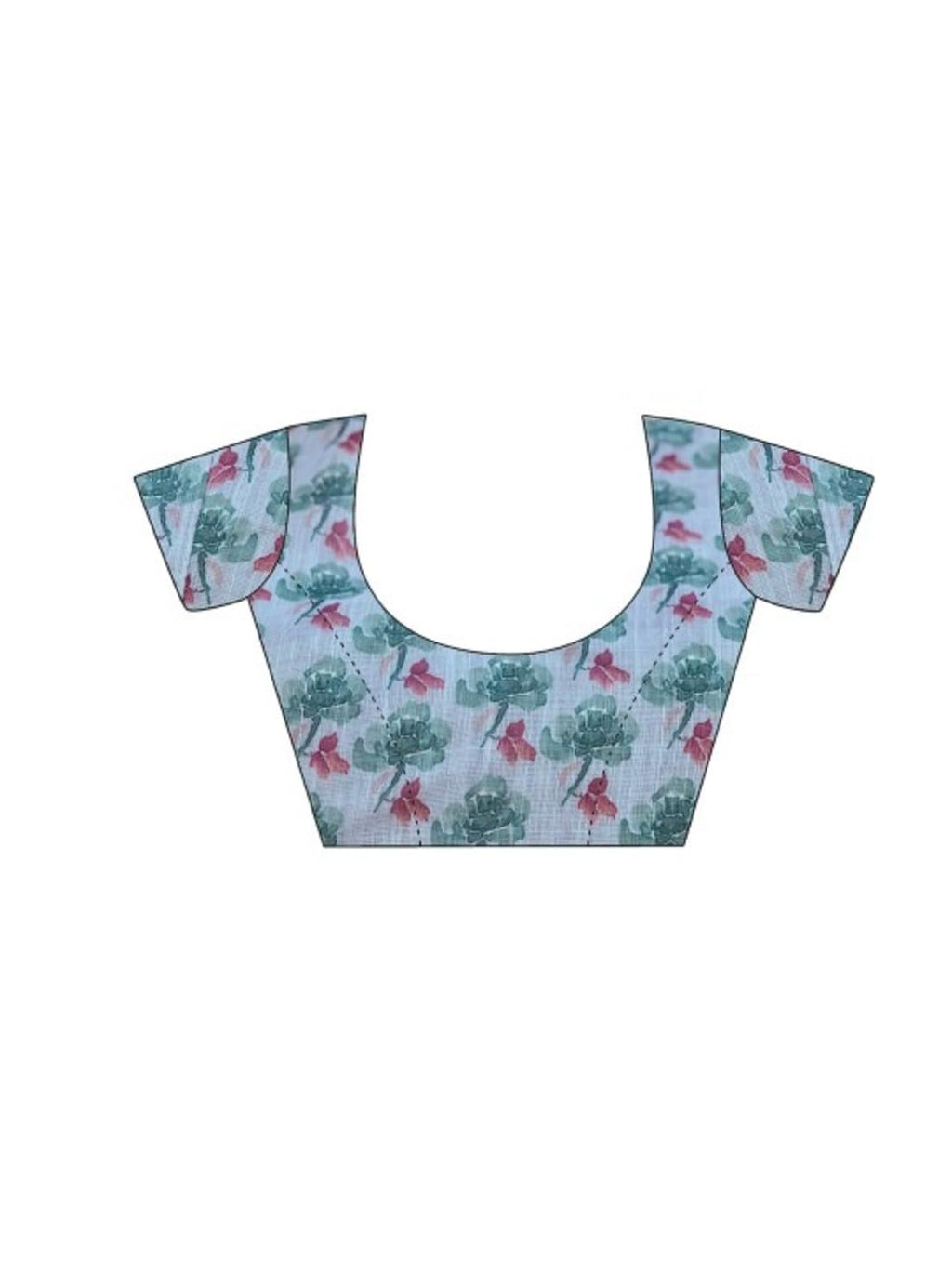 Ki2 FASHION Women Digital Printed Linen Cotton Zari Border Saree with Unstitched Blouse Piece