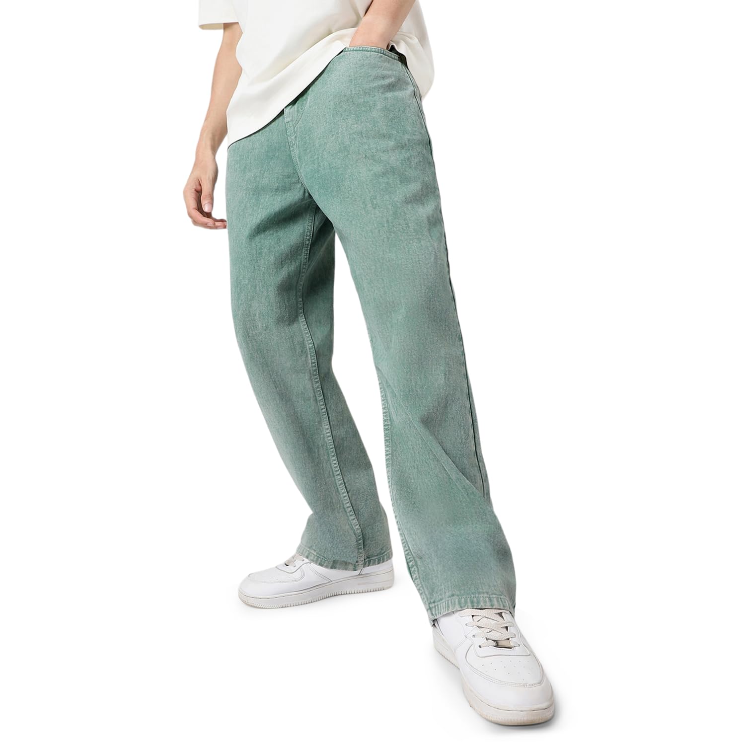 Urbano Fashion Men Mid Rise Loose Baggy Fit Washed Jeans Non-Stretchable