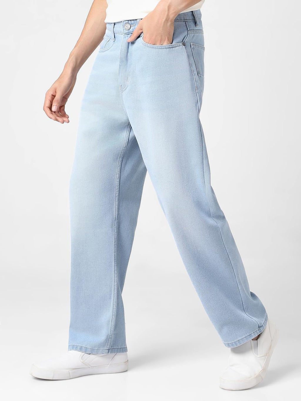 Urbano Fashion Men Mid Rise Loose Baggy Fit Washed Jeans Non-Stretchable