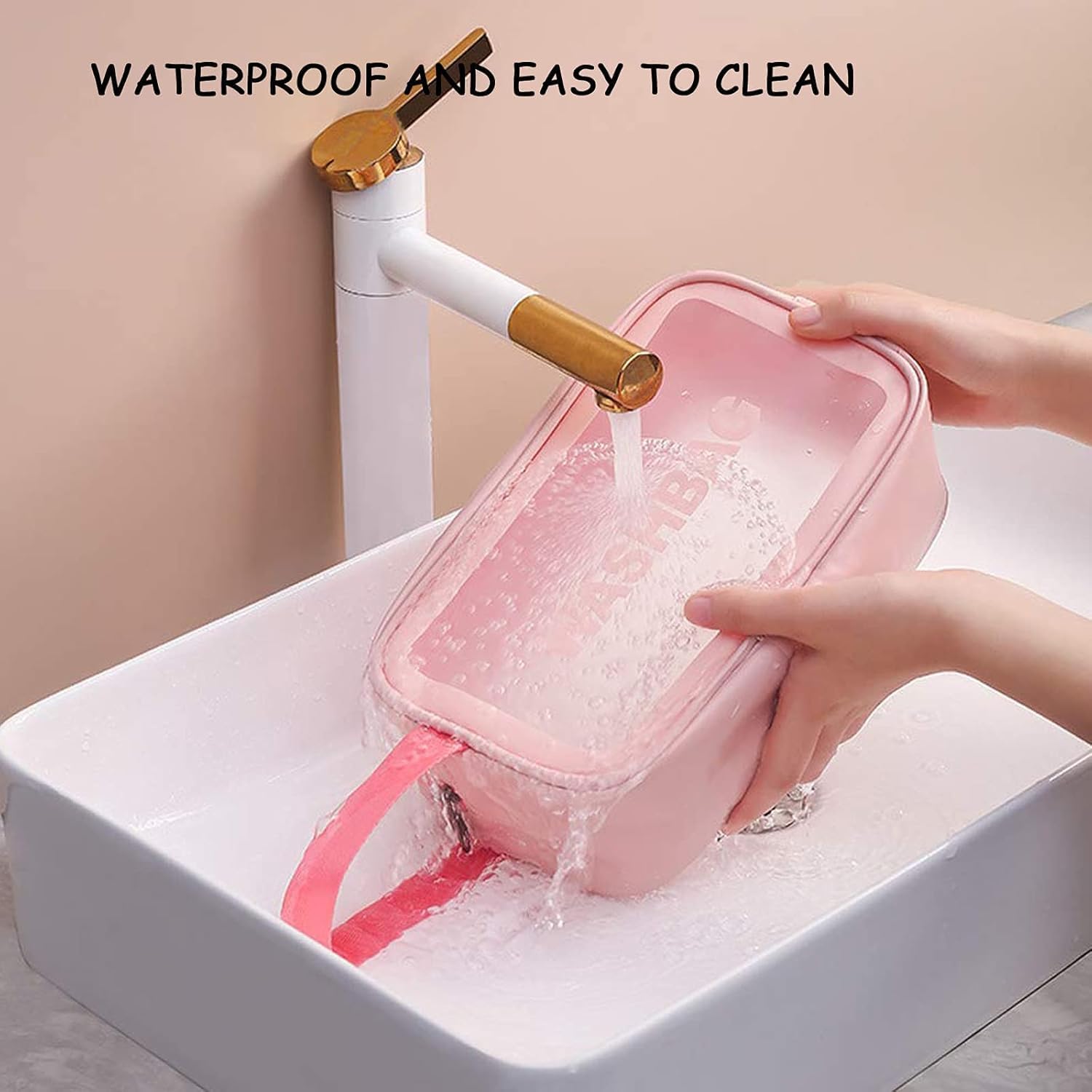 KUKLAR Wash Bag Pouch for Travel Kit Toiletry Bag Cosmetic Bag Make Up Box for Brushes Accessories with Handle Large Capacity Translucent Waterproof Travel Storage Organizer Set of 3 (Sky Blue)