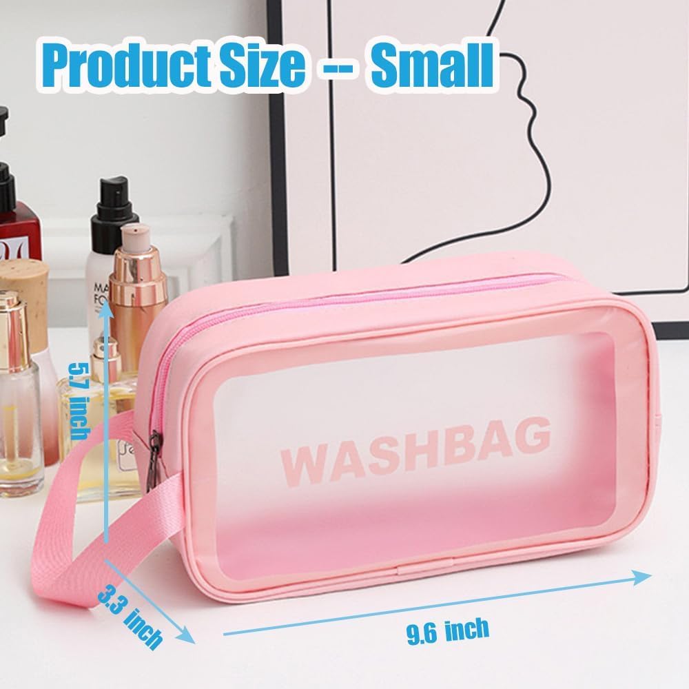 KUKLAR Wash Bag Pouch for Travel Kit Toiletry Bag Cosmetic Bag Make Up Box for Brushes Accessories with Handle Large Capacity Translucent Waterproof Travel Storage Organizer Set of 3 (Sky Blue)