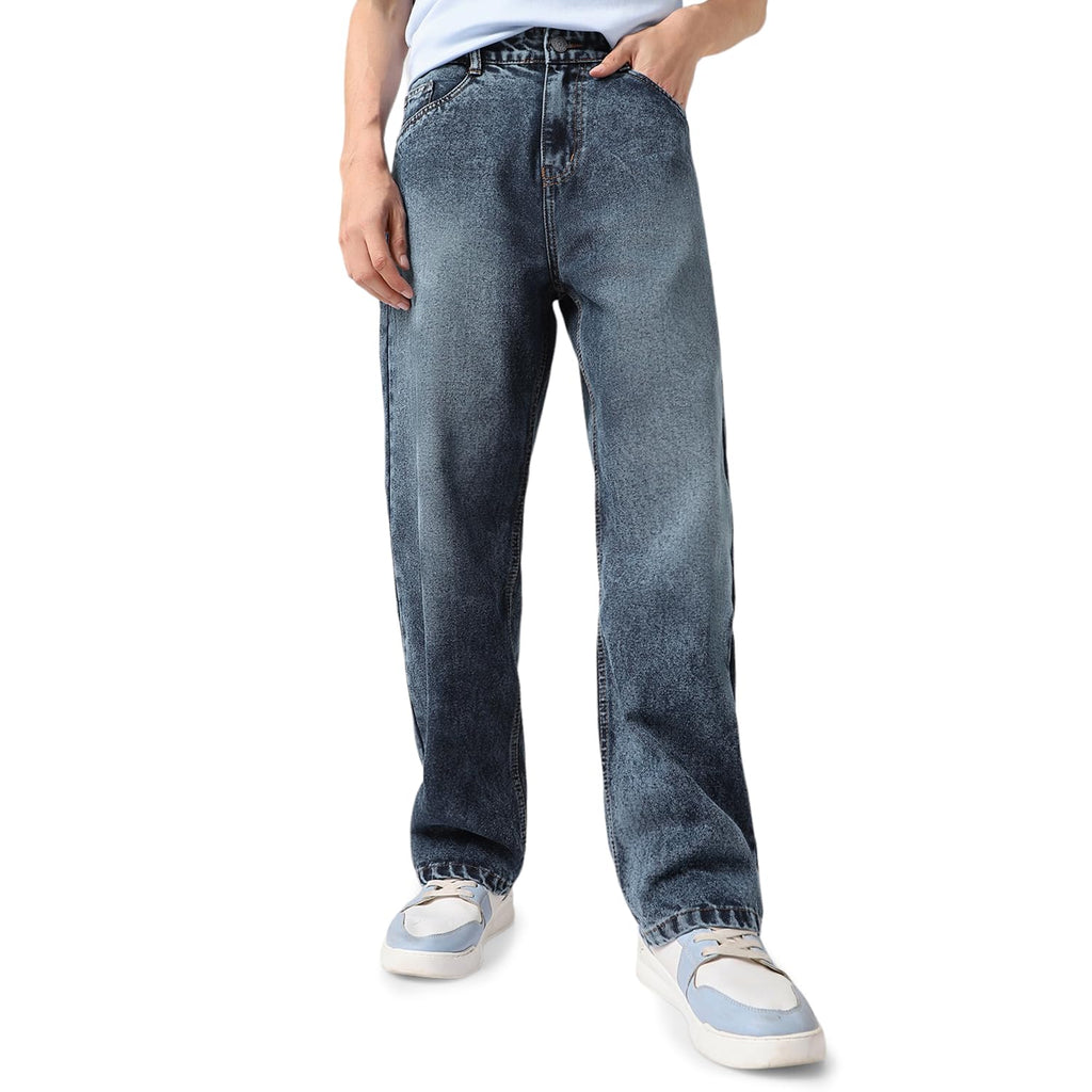 Urbano Fashion Men Mid Rise Loose Baggy Fit Washed Jeans Non-Stretchable