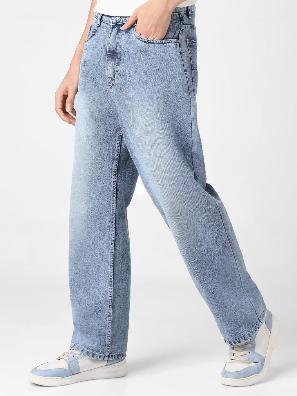 Urbano Fashion Men Mid Rise Loose Baggy Fit Washed Jeans Non-Stretchable