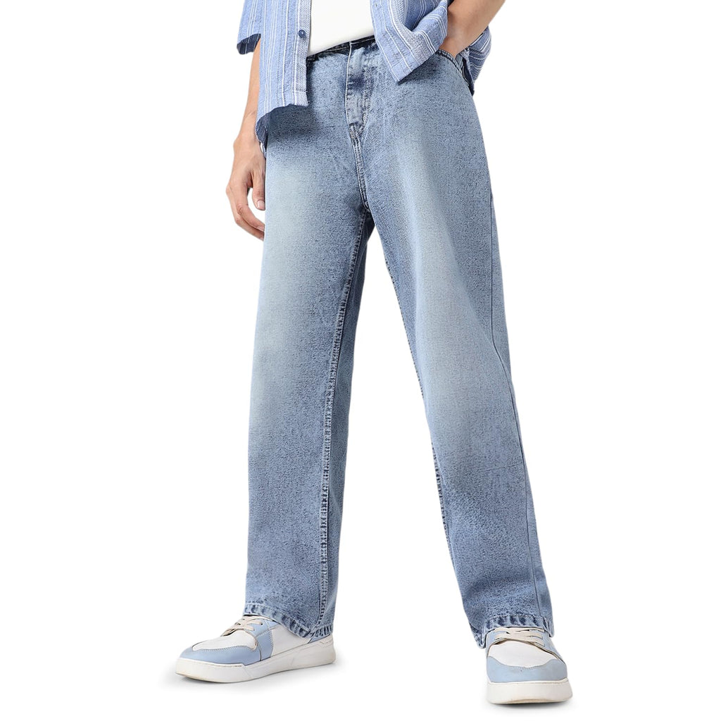 Urbano Fashion Men Mid Rise Loose Baggy Fit Washed Jeans Non-Stretchable