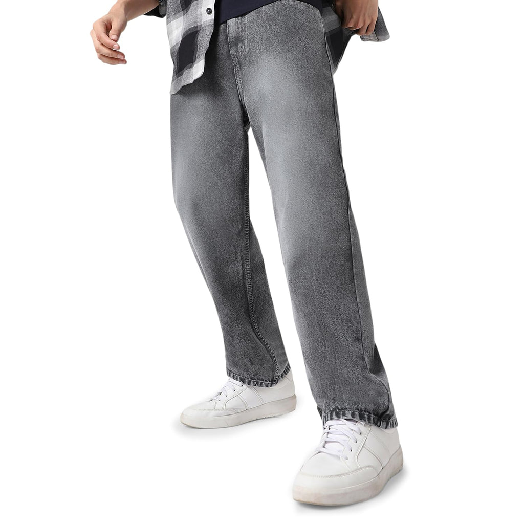 Urbano Fashion Men Mid Rise Loose Baggy Fit Washed Jeans Non-Stretchable