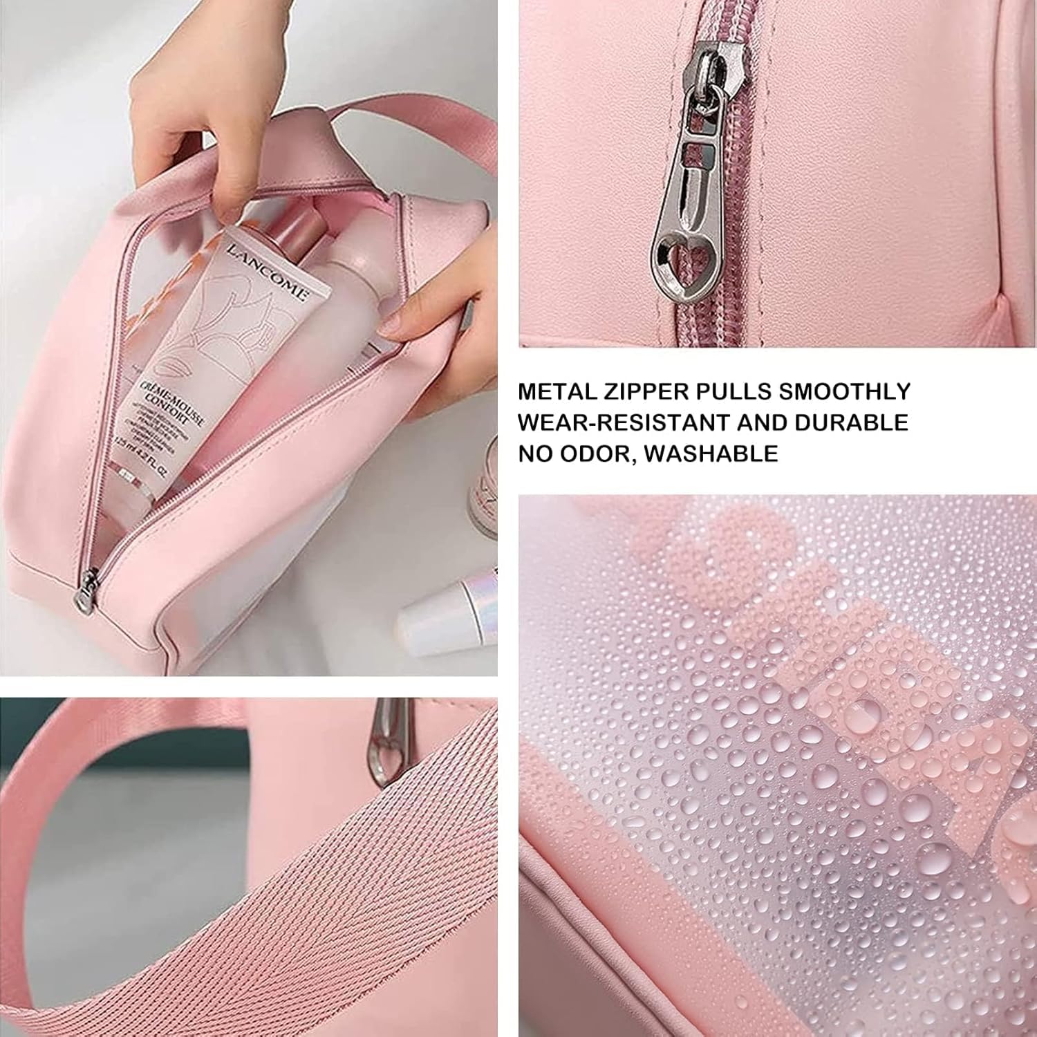 KUKLAR Wash Bag Pouch for Travel Kit Toiletry Bag Cosmetic Bag Make Up Box for Brushes Accessories with Handle Large Capacity Translucent Waterproof Travel Storage Organizer Set of 3 (Sky Blue)